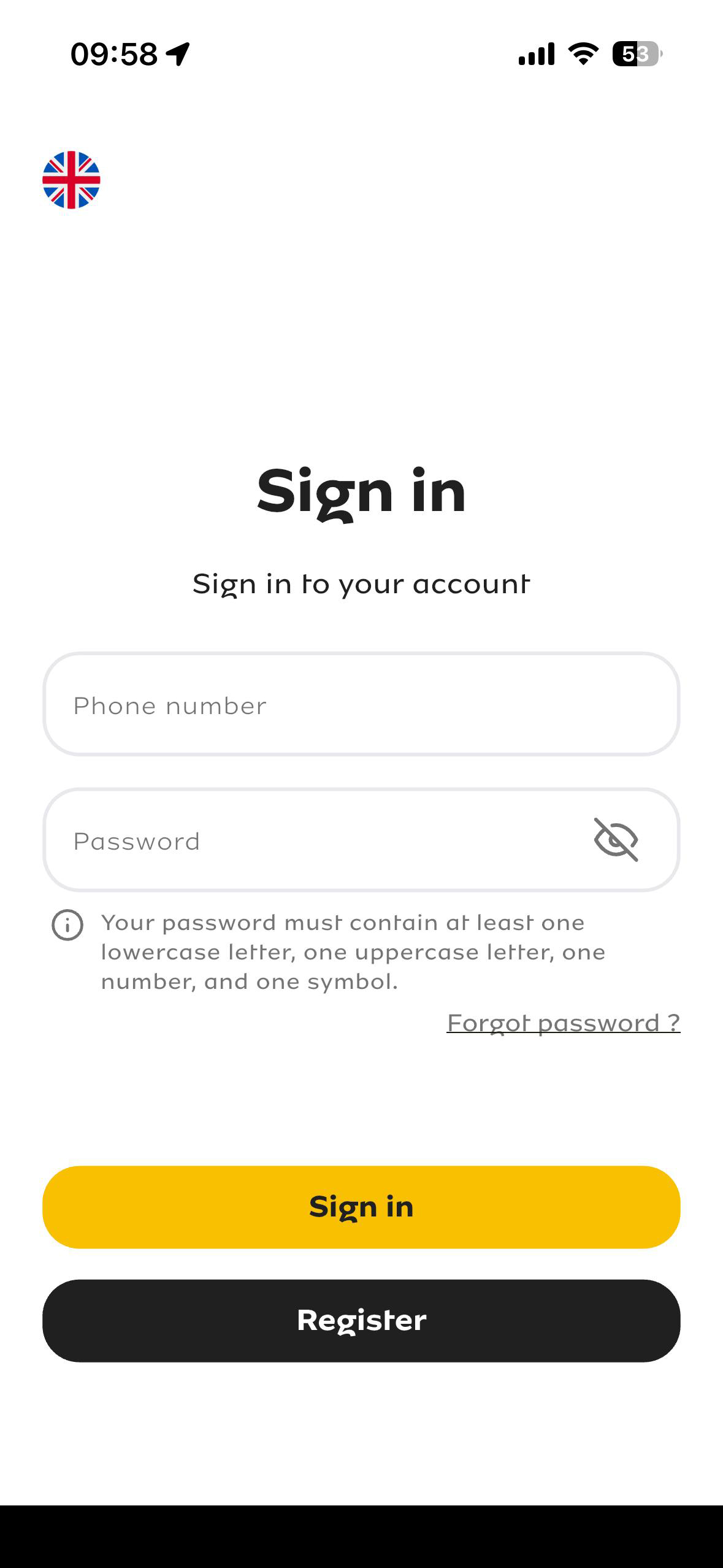 Self-onboarding app sign in