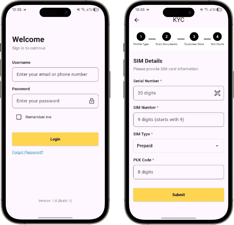 Self-service onboarding app