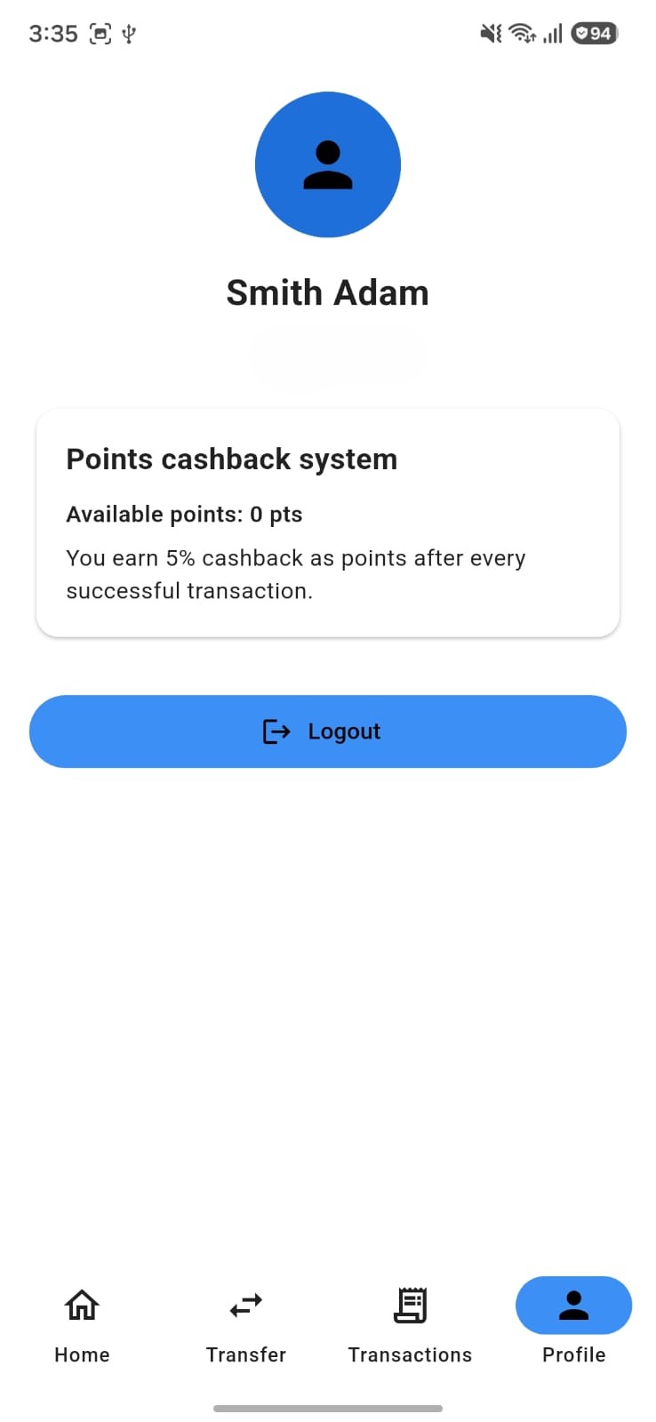 Rewards app profile